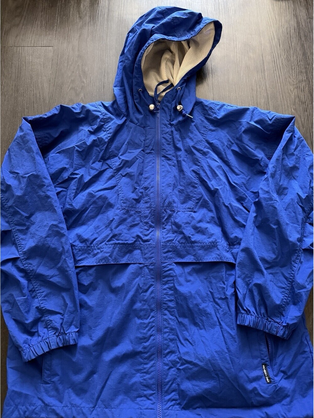 Members Only Hooded Windbreaker Jacket Men’s L Vented Mesh Lined Full Zip Blue